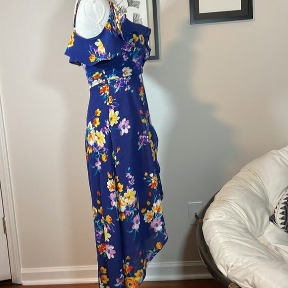 NWT By & By high low dress, blue with floral design - Picture 3 of 9